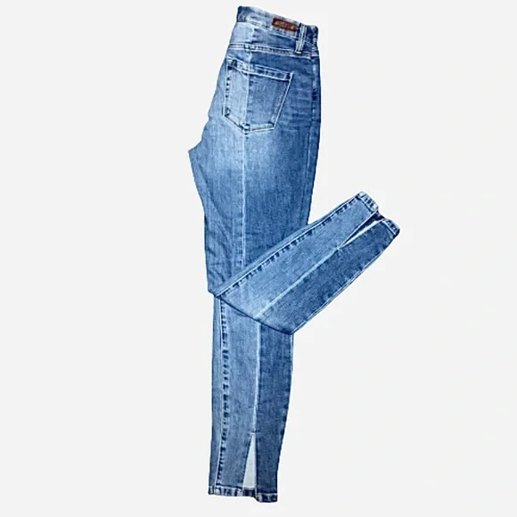 BLANK NYC Women’s Size 27 R Santa Fe Bond Midrise Split Hem Skinny Blue Jeans - Picture 9 of 16